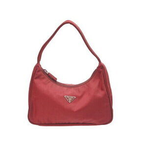 Prada Hobo Handbag Nylon Triangle Logo Bordeaux Red